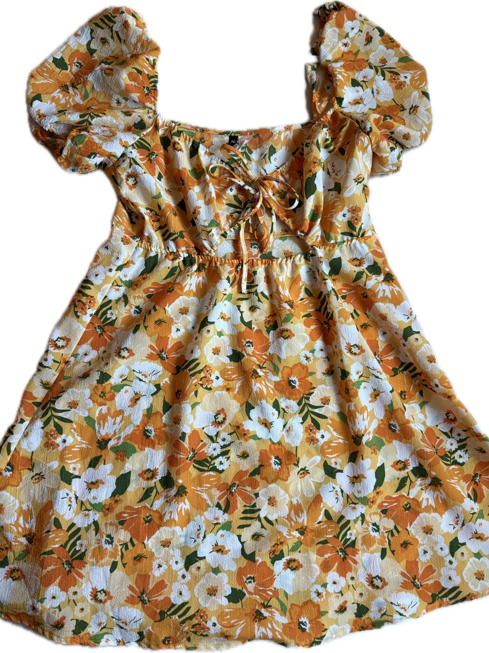 H&M Yellow Floral Puff-Sleeve Sundress